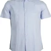 Camicia manica corta in mistolino con logo ricamato ton sur ton