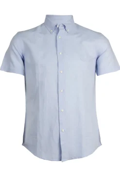 Camicia manica corta in mistolino con logo ricamato ton sur ton