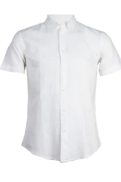 Camicia manica corta in mistolino con logo ricamato ton sur ton