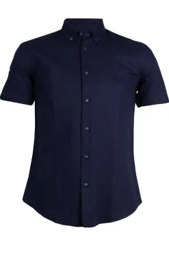 Camicia manica corta in mistolino con logo ricamato ton sur ton