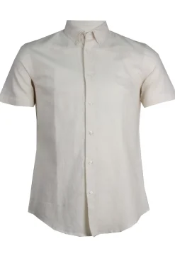 Camicia manica corta in mistolino con logo ricamato ton sur ton
