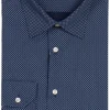 Camicia manica lunga in puro cotone microfantasia con vestibilità regular fit