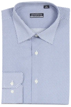 Camicia manica lunga in puro cotone microfantasia con vestibilità regular fit