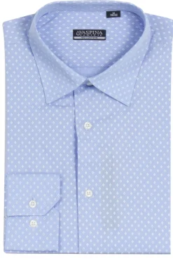 Camicia manica lunga in puro cotone microfantasia con vestibilità regular fit