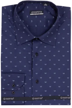 Camicia regular fit in puro cotone microfantasia