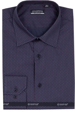 Camicia regular fit in puro cotone microfantasia