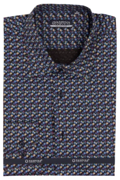 Camicia regular fit in puro cotone microfantasia