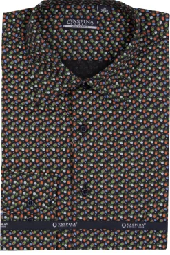 Camicia regular fit in puro cotone microfantasia