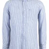 Camicia rigata in misto lino button down