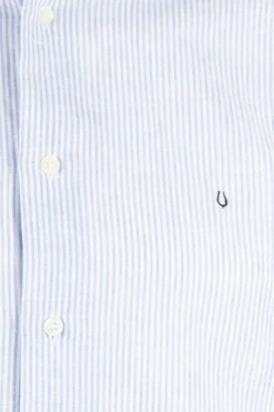 Camicia rigata in misto lino button down