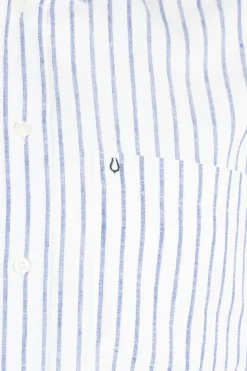 Camicia rigata in misto lino button down