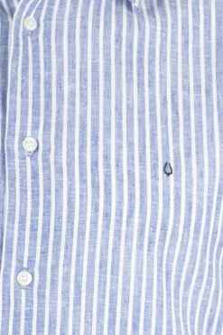 Camicia rigata in misto lino button down