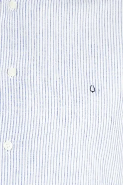 Camicia rigata in misto lino button down