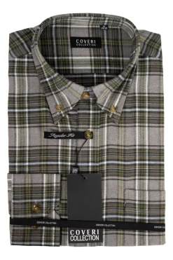 Camicia scozzese uomo button down in flanella rasata