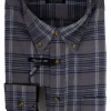Camicia scozzese uomo button down in flanella rasata