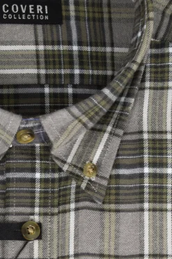 Camicia scozzese uomo button down in flanella rasata