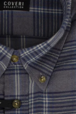 Camicia scozzese uomo button down in flanella rasata