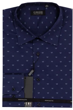 Camicia semi slim fit in puro cotone microfantasia