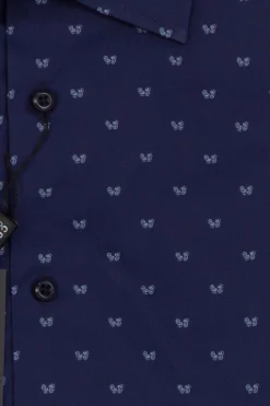 Camicia semi slim fit in puro cotone microfantasia