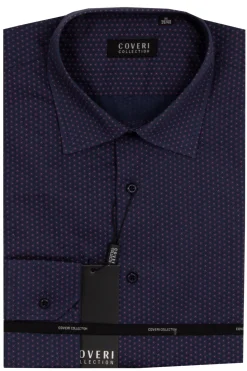 Camicia semi slim fit in puro cotone microfantasia