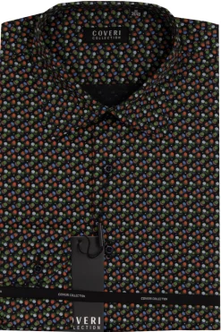 Camicia semi slim fit in puro cotone microfantasia