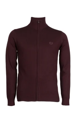 Cardigan in misto lana zip intera con logo ricamato sul petto