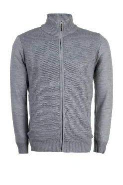Cardigan uomo full zip con trama lavorata