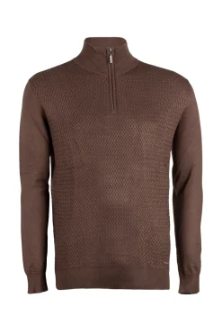 Cardigan uomo mezza zip in misto cotone
