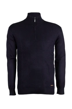 Cardigan uomo mezza zip in misto cotone