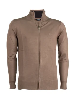 Cardigan zip intera con contrasti e logo sul cuore