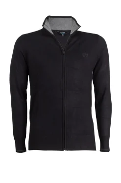 Cardigan zip intera con contrasti e logo sul cuore
