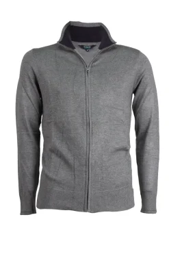 Cardigan zip intera con contrasti e logo sul cuore