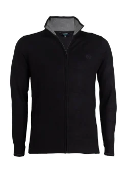 Cardigan zip intera con contrasti e logo sul cuore