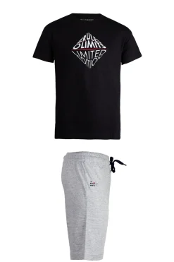Completo con t-shirt con stampa e pantaloncino con logo ricamato