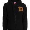 Felpa full zip con cappuccio e patch in rilievo sul cuore