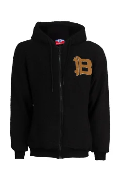 Felpa full zip con cappuccio e patch in rilievo sul cuore