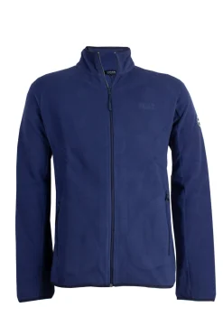 Felpa in pile con zip intera e tasche laterali e logo ricamato ton sur ton