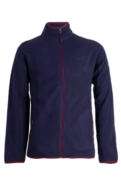 Felpa in pile con zip intera e tasche laterali e logo ricamato ton sur ton