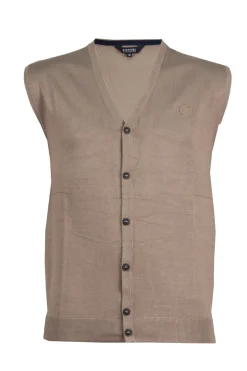 Gilet con bottoni ton sur ton e logo ricamato
