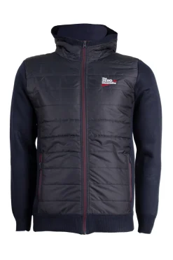 Giubbino imbottito con retro e maniche in maglia e soft shell con cappuccio e zip intera