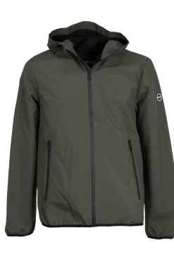 Giubbino softshell con cappuccio e doppia tasca