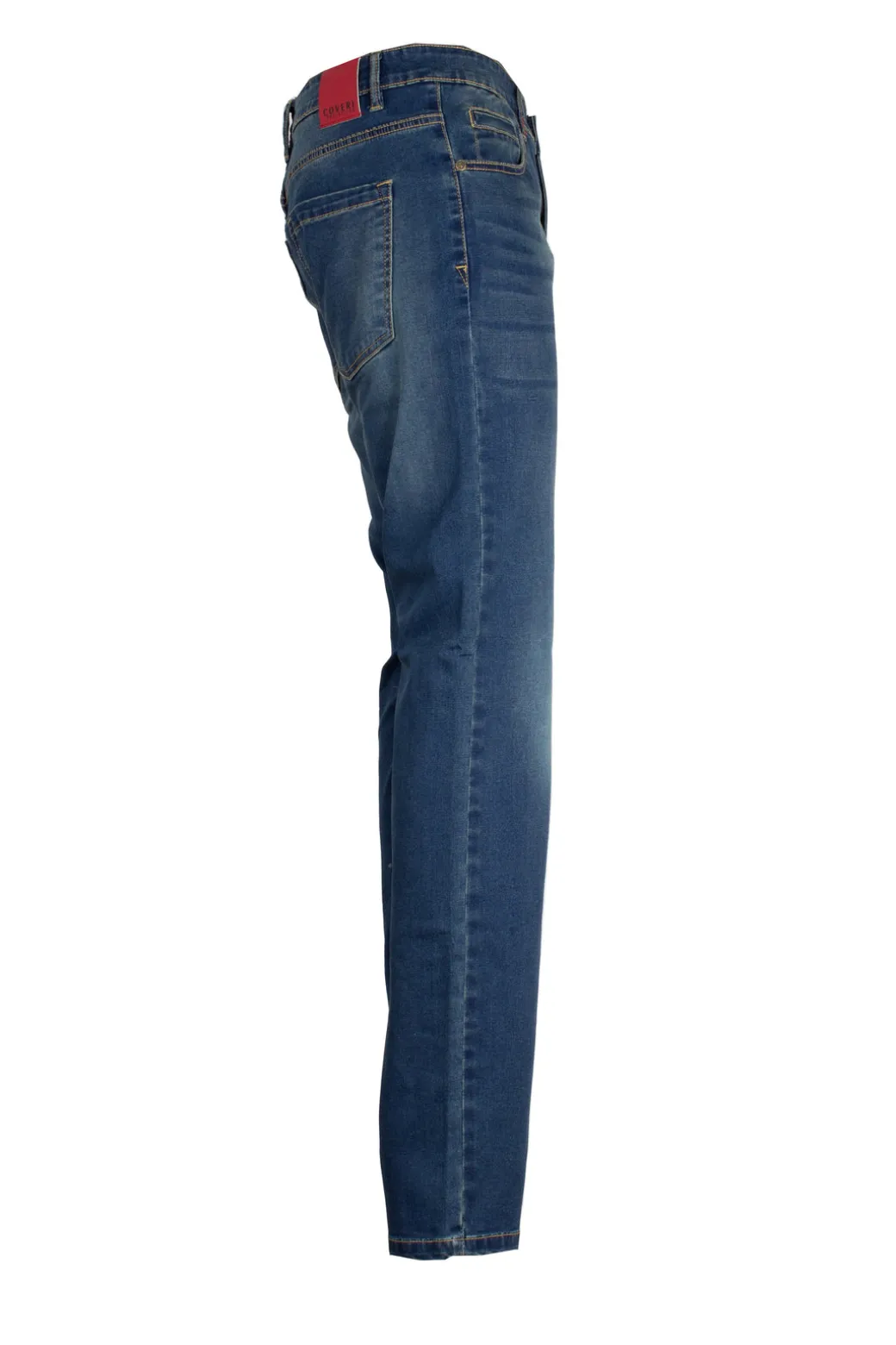 Jeans 5 tasche in denim blu stone wash
