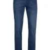 Jeans elasticizzato tasca america middle blu con baffature