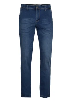Jeans elasticizzato tasca america middle blu con baffature