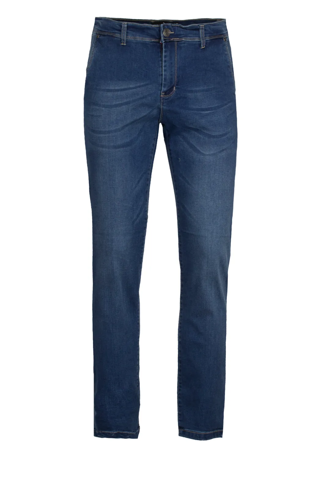 Jeans elasticizzato tasca america middle blu con baffature