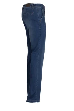 Jeans elasticizzato tasca america middle blu con baffature