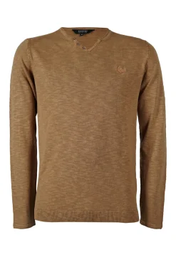 Maglia sottile in cotone slub con scollo a v serafino