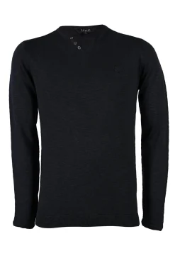 Maglia sottile in cotone slub con scollo a v serafino