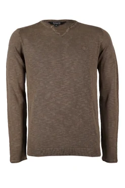 Maglia sottile in cotone slub con scollo a v serafino