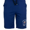 Pantaloncino sportivo in jersey con stampa e lacci in contrasto
